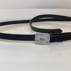 LOFT Women’s‎ Vintage Black Leather Long Belt with Silver Buckle Size 32”/34”
